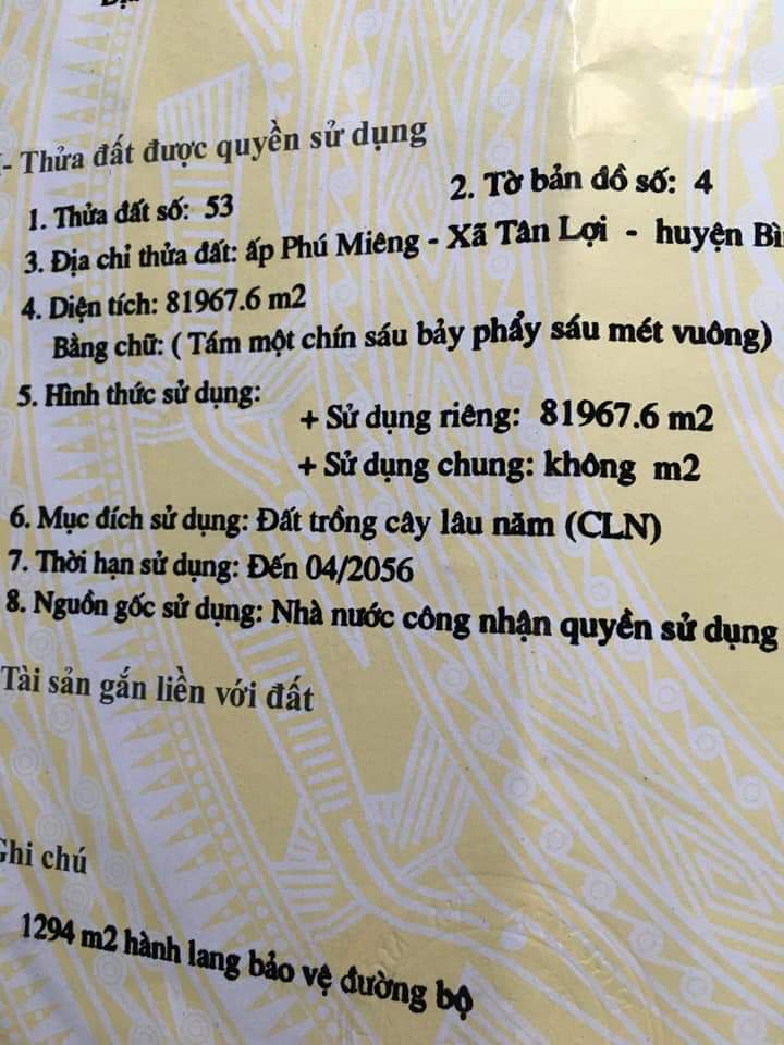 Bán  đất Cách Trung tâm thị xã Bình long 7km