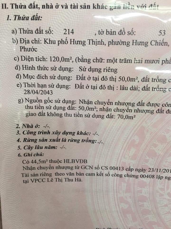 Đất  nền  tx bình long