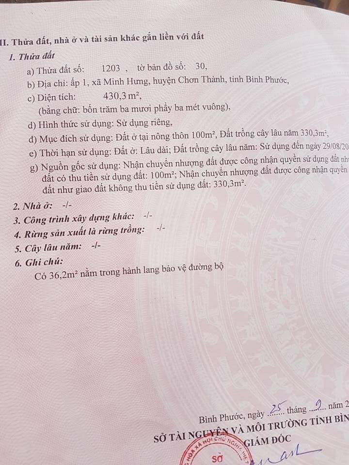 Cân  bán  miếng  đất Minh  hưng   đường  đổ  bê tông  Giá 1ty250