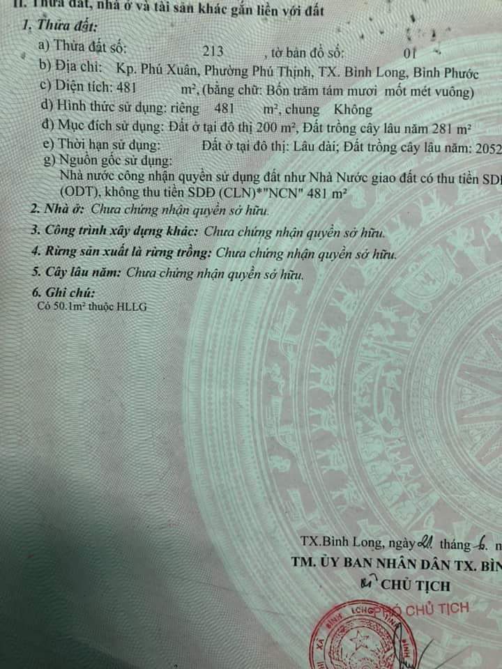 Cần  bán  đất  phú  thinh  Dt  10x51x200tc giá 1ty1