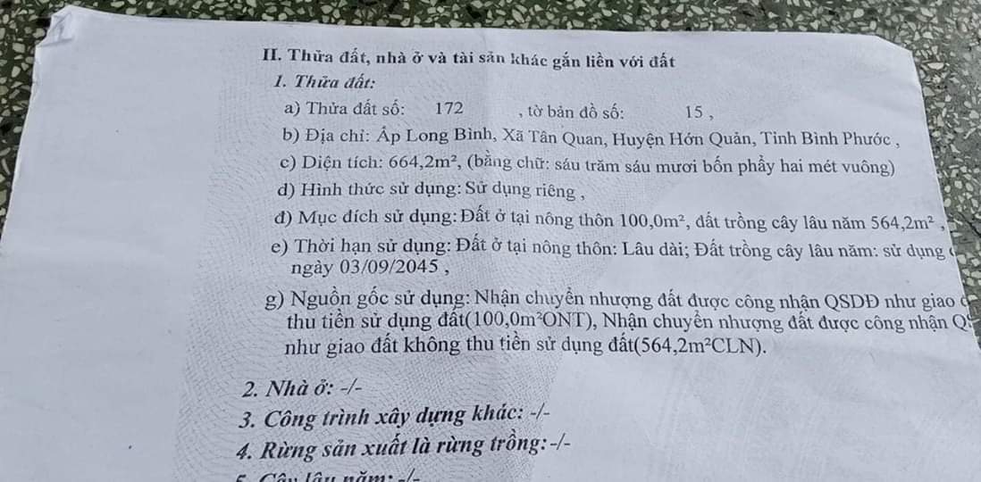 Cần bán lô đất 8*86*100tc ở tân quan