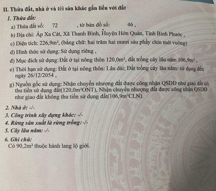 Cần  bán  miếng  đất  cách  trạm  tân  khai  1km  Giá  1ty2