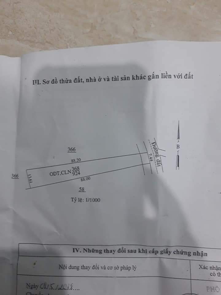 Cần bán lô đất 7,44*88 nở hậu 13,66 ở bình long giá 800tr