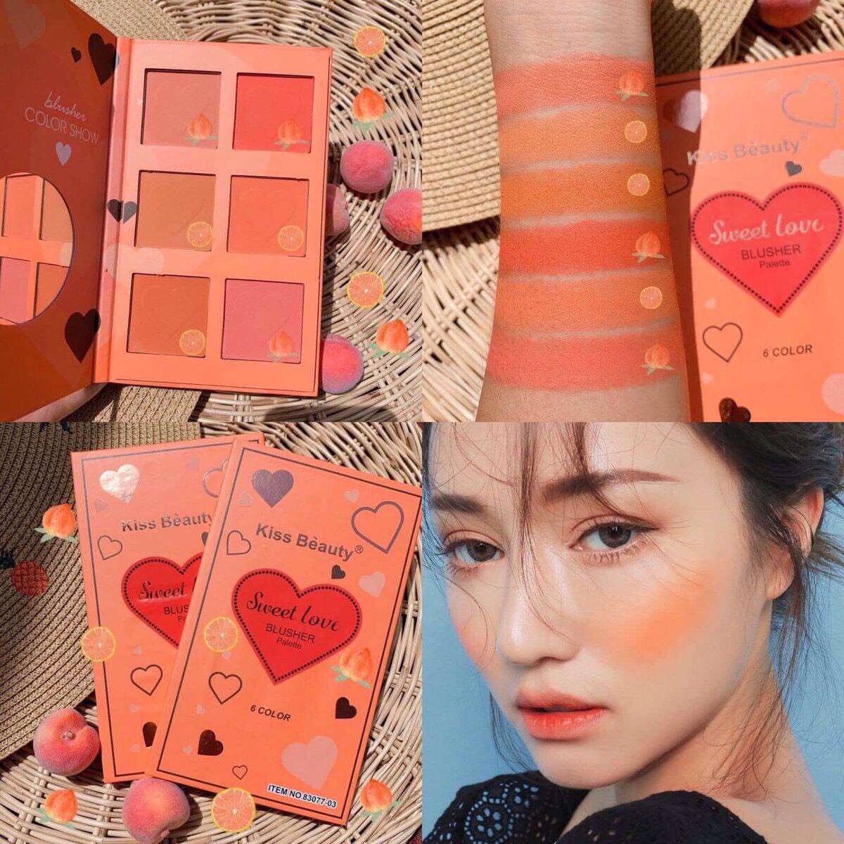 Bảng 6 ô má hồng Kiss Beauty sweet love blusher palette Giá 65k