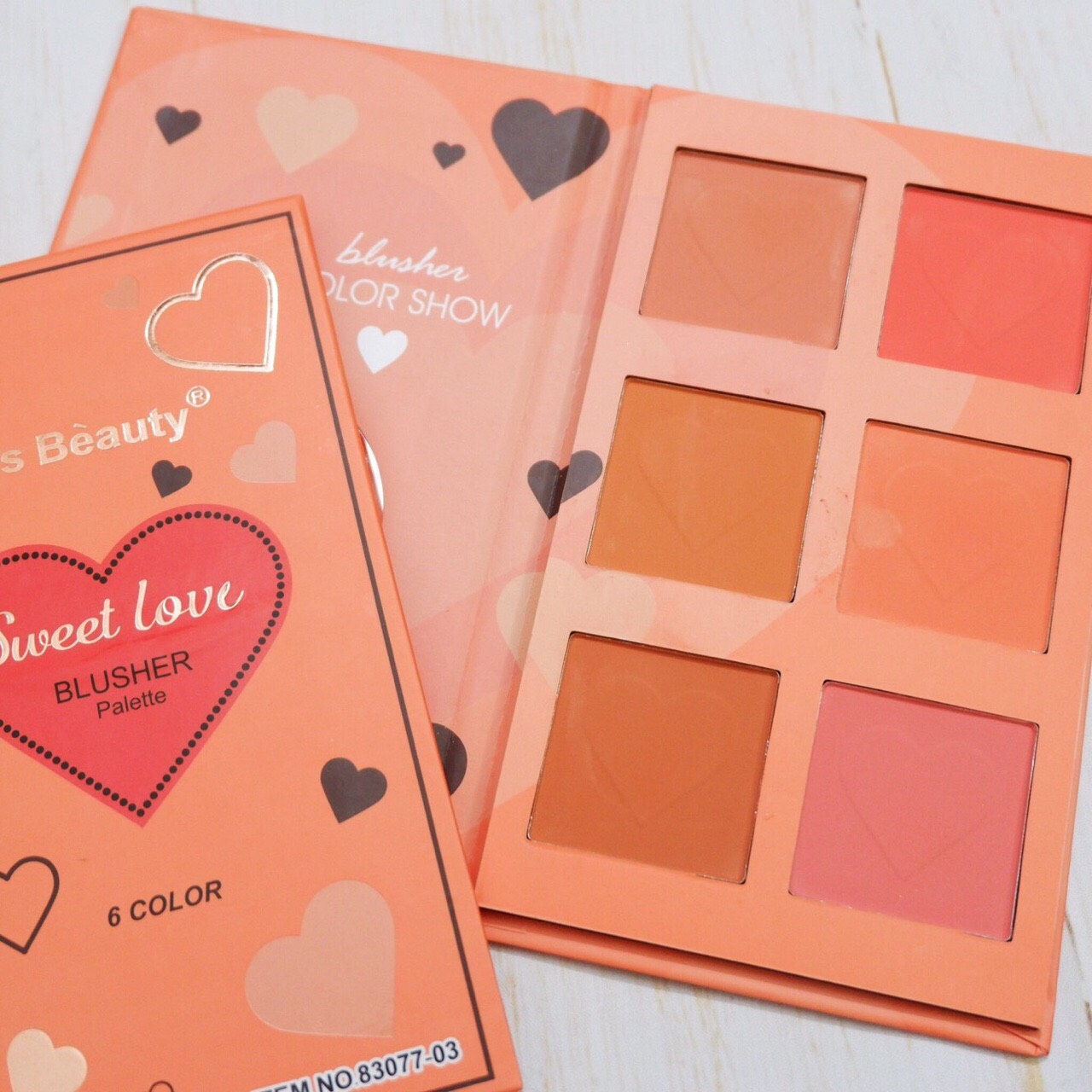 Bảng 6 ô má hồng Kiss Beauty sweet love blusher palette Giá 65k