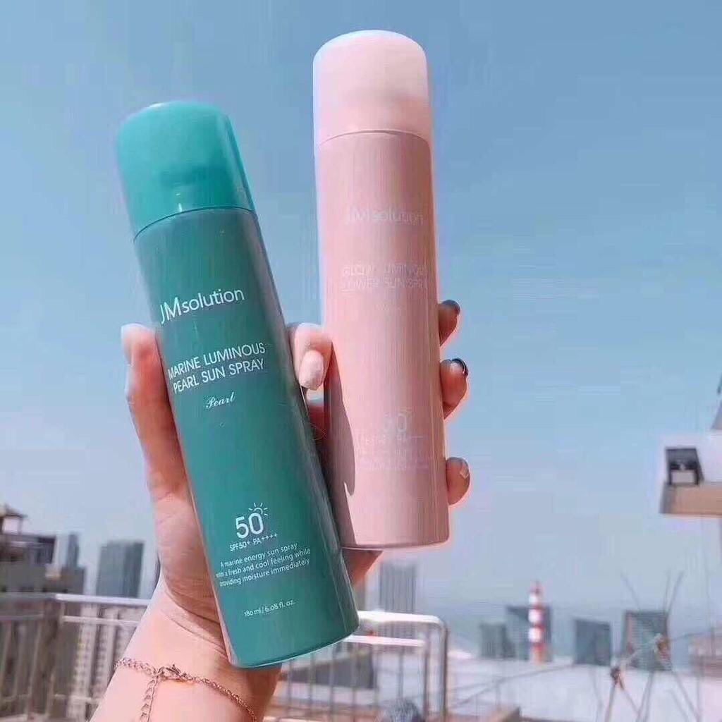 XỊT CHỐNG NẮNG JM SOLUTION SUN SPRAY SPF50+ PA+++ 180ml ( Sẵn Ngọc Trai & Hoa Hồng ) Gias 160k