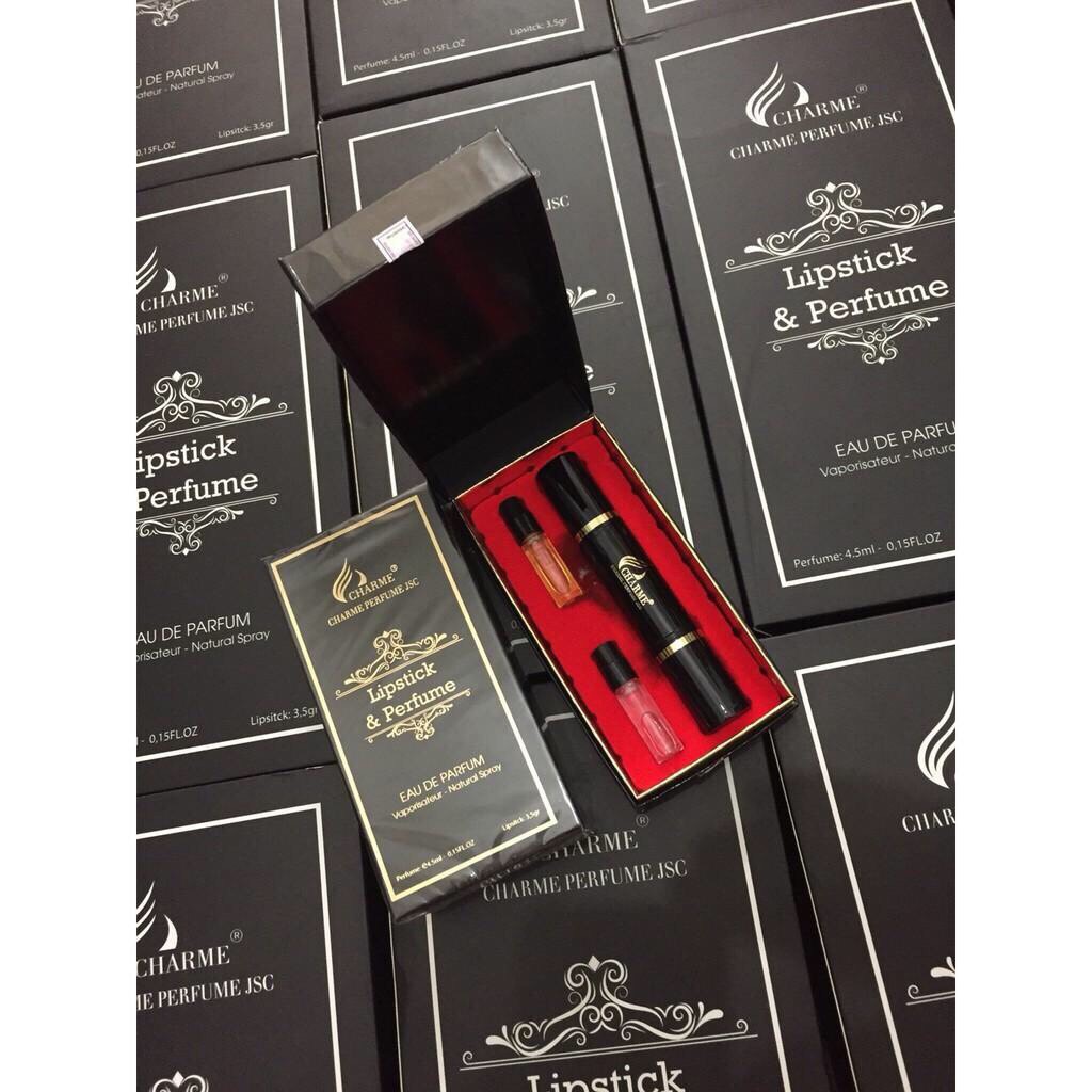 SET SON & NƯỚC HOA CHARME – CHARME LIPSTICK AND PERFUME (SON MÀU ĐỎ CAM)