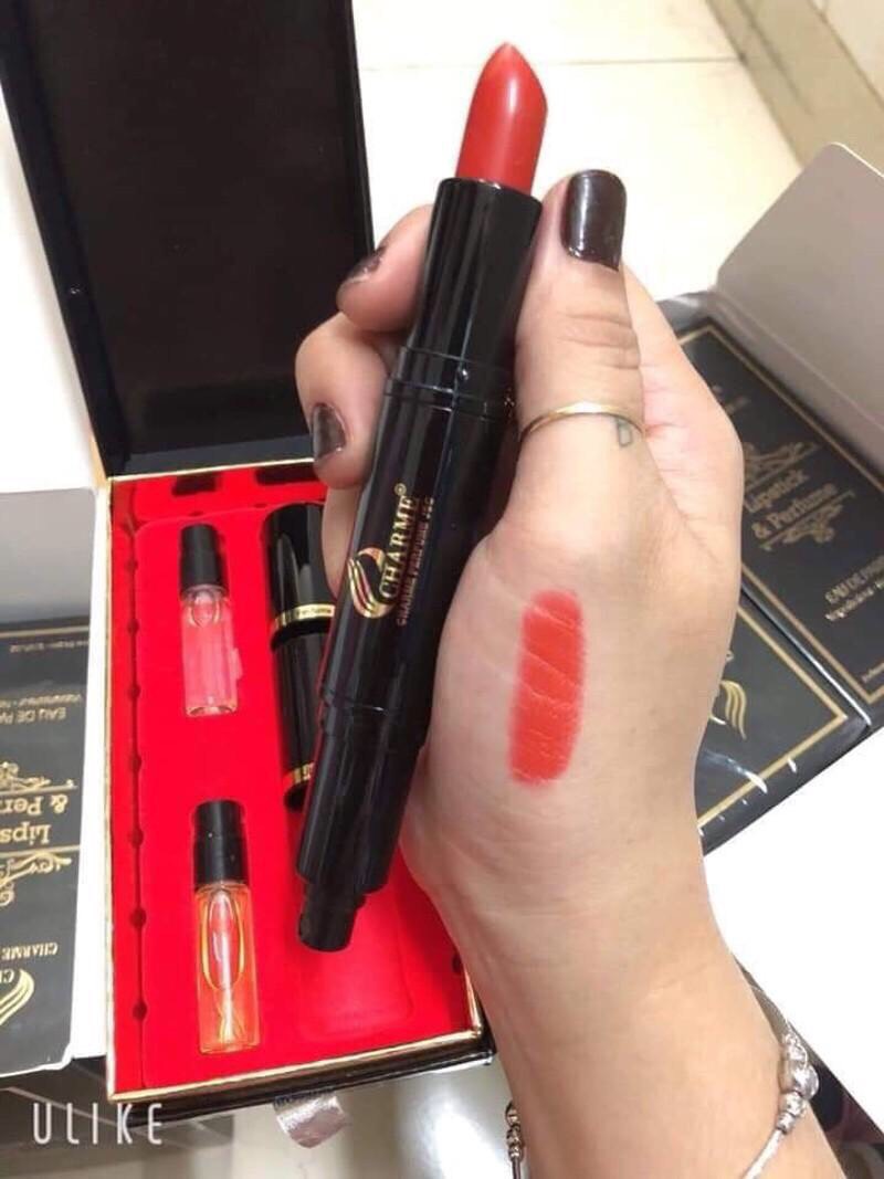 SET SON & NƯỚC HOA CHARME – CHARME LIPSTICK AND PERFUME (SON MÀU ĐỎ CAM)