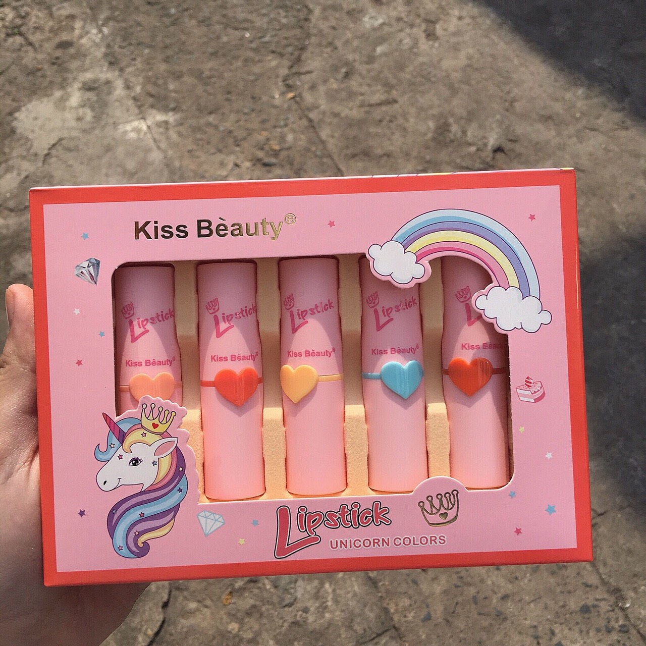 Set 5 son sáp Kiss Beauty lipstick unicorn colors No.35788-03 Giá 95k