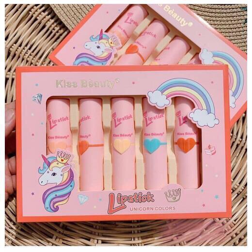 Set 5 son sáp Kiss Beauty lipstick unicorn colors No.35788-03 Giá 95k