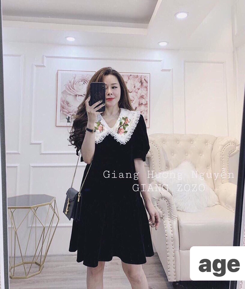 Đầm nhung ZR thêu hoa Giá 225k