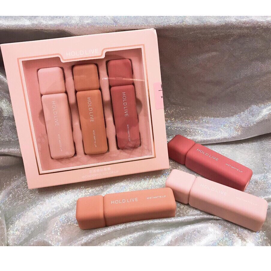 Set 3 Son Kem HOLD LIVE Wonderful Color Lip , Mist Matte Lip Chính Hãng Holdlive HL274 Giá 130k