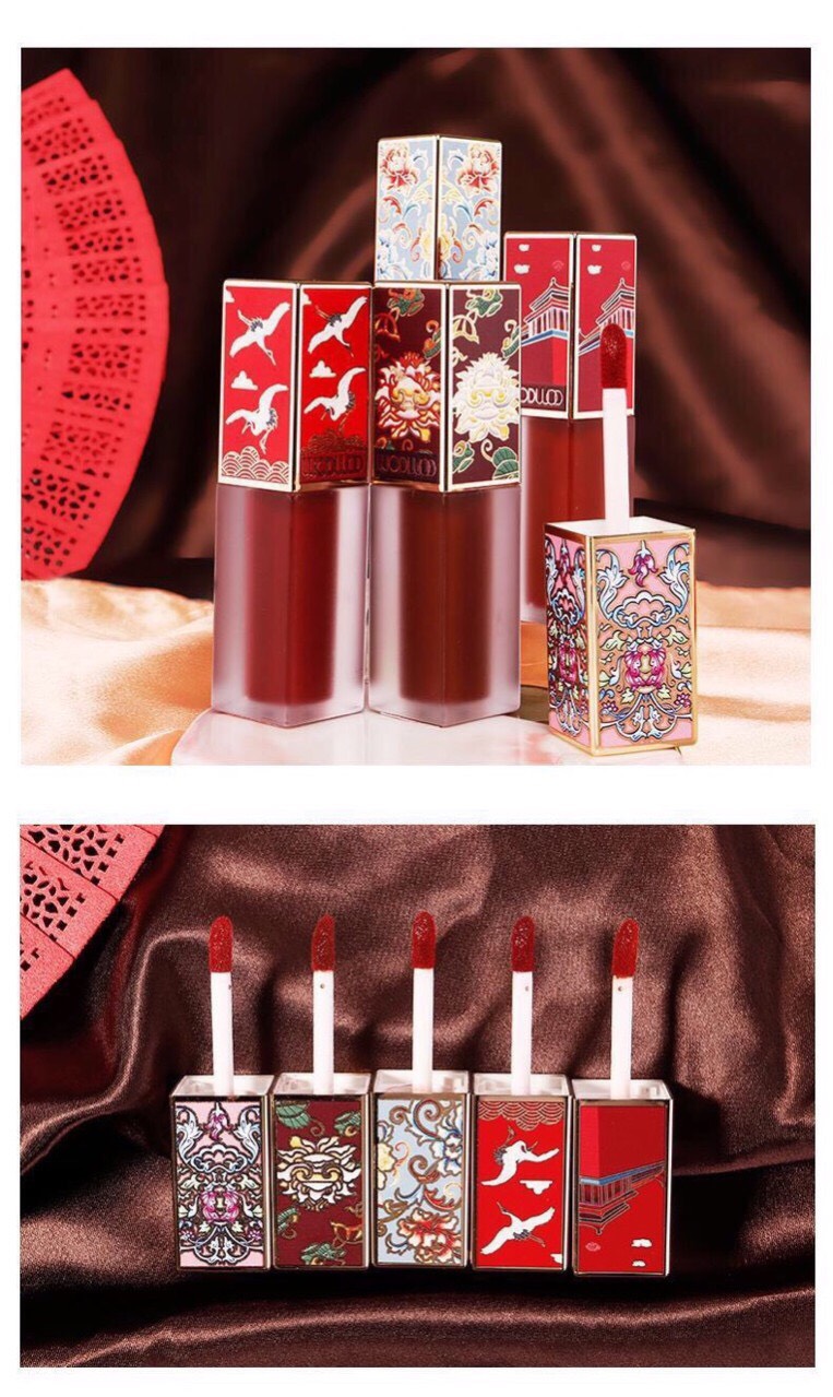 Set 5 Son Kem Hoàng Cung WodWod Dan Lip Jade Face Water Mist Lip Glaze W733 Giá 220k.