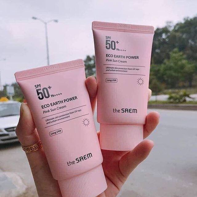 Kem chống nắng The Saem eco earth oower pink sun cream SPF50+ PA++++ 50ml chính hãng The Seam Hàn Quốc Giá 110k.