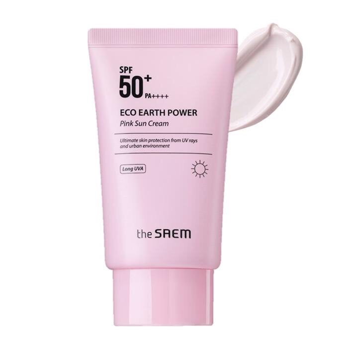 Kem chống nắng The Saem eco earth oower pink sun cream SPF50+ PA++++ 50ml chính hãng The Seam Hàn Quốc Giá 110k.