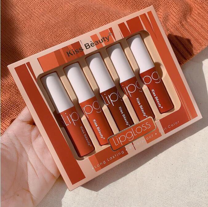 Set 5 son kem lì Kiss Beauty lipgloss No.70429-03 Giá sỉ : 70k