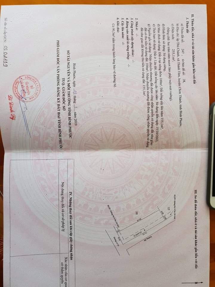 Bán đất…. Chơn Thành, diện tichd 255.1 giá 770 triệu