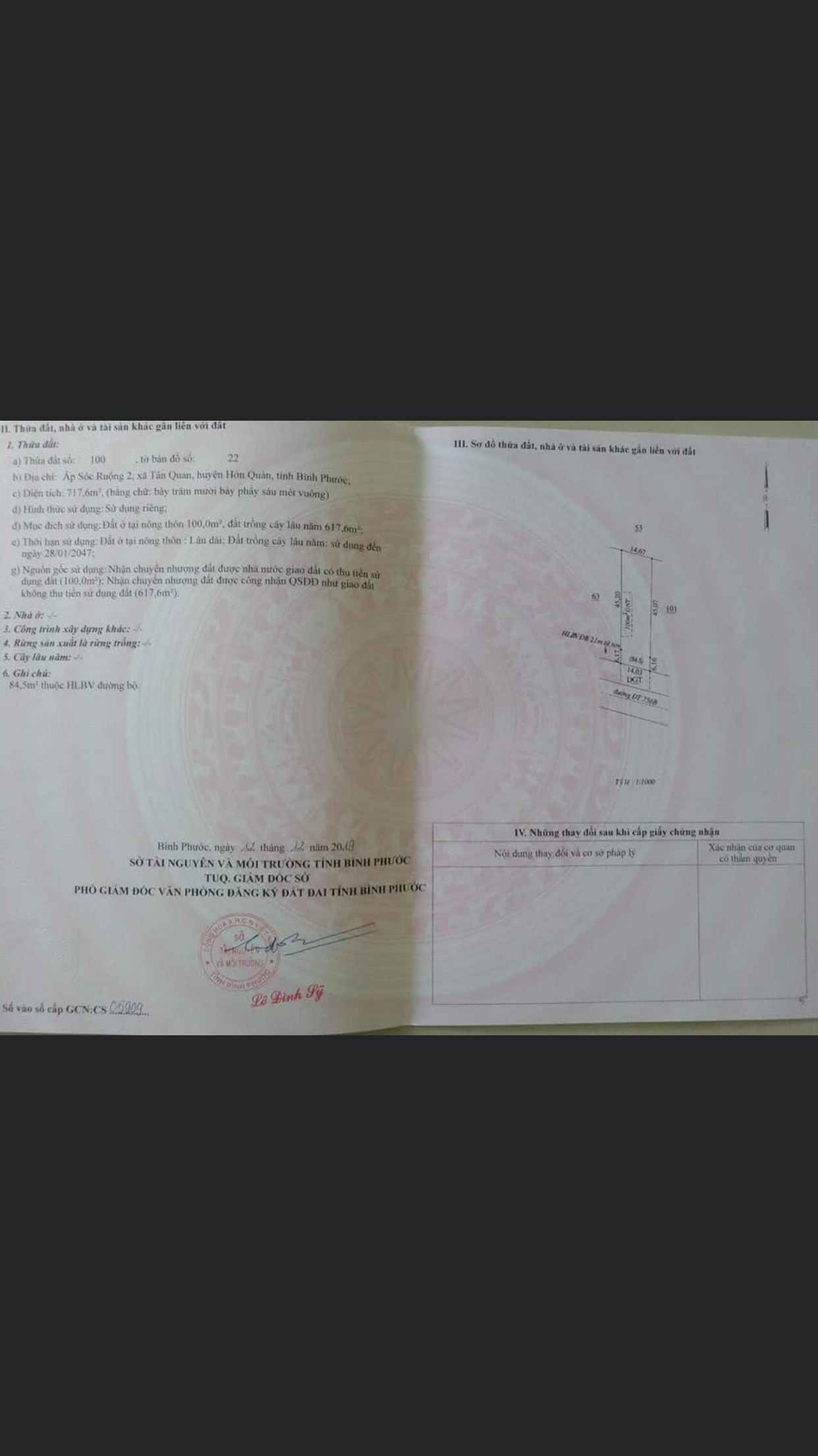 Cần bán lo đất 14*45*100tc đường ĐT756b nối Tân Khai – Nha Bích nơi dân cư đông đúc, giá 90tr/m