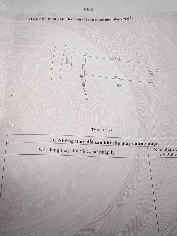 Bán lô đất cách nhựa 1km dt 12x33x100tc