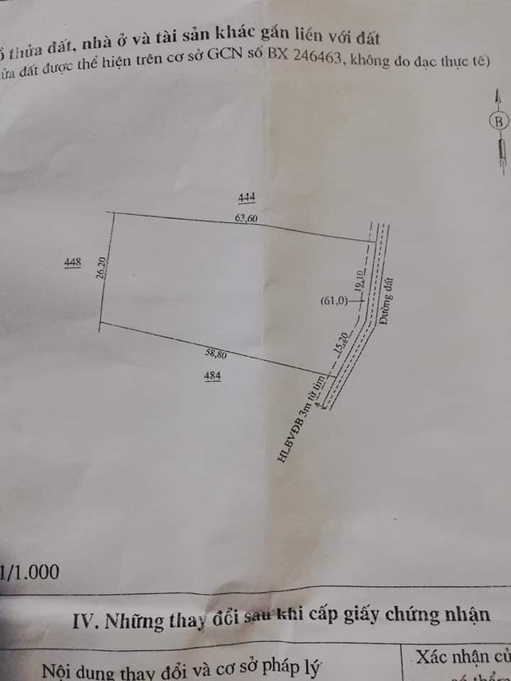 Bán 1xào8 đất cách ngã ba Giáng Hương 2km cách đg liên xã cách 1km dt 34×60 giá 260tr