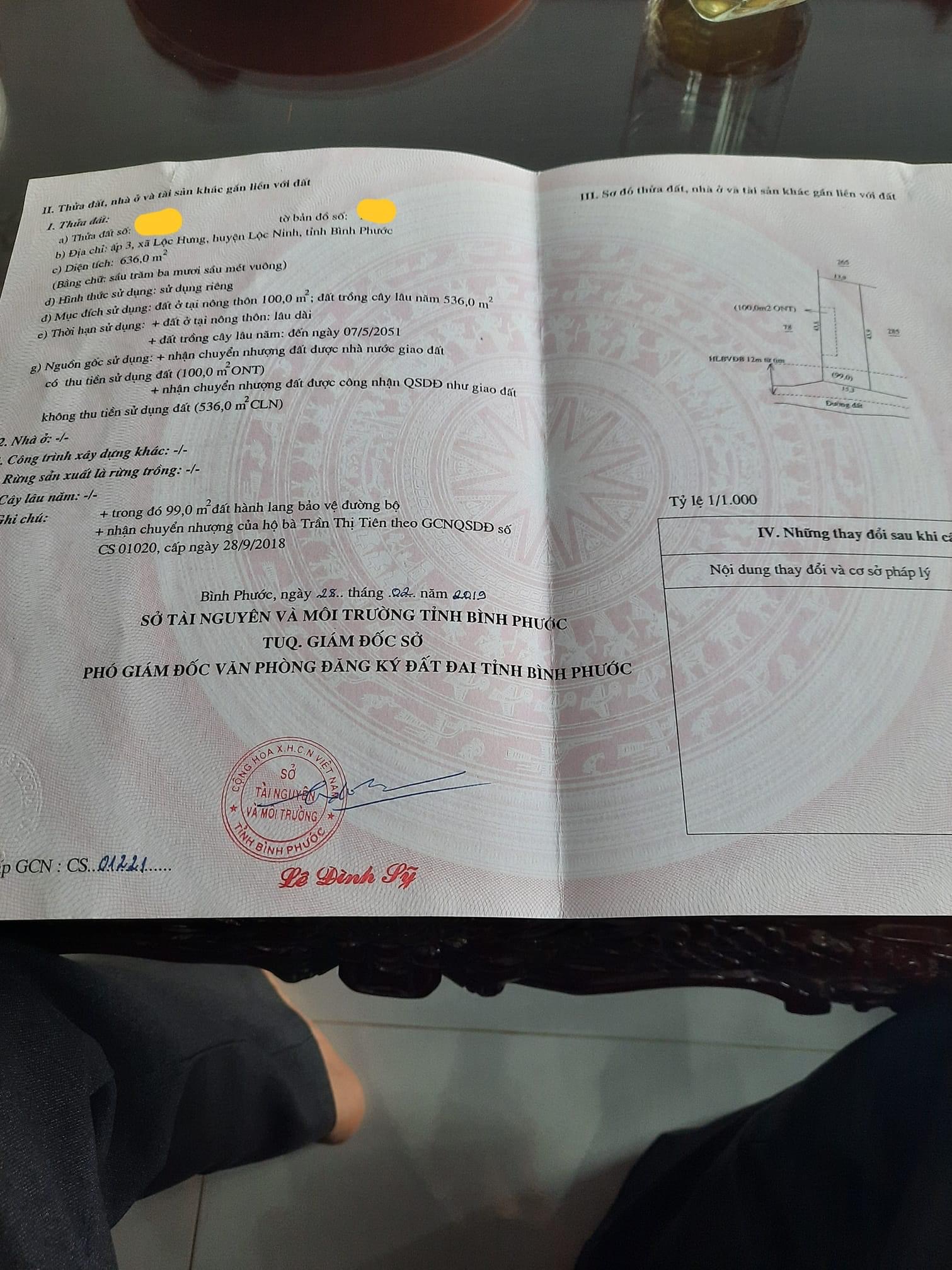 Bán 15*43*100tc cách qlo 13 500m lộc hưng giá 45tr/m