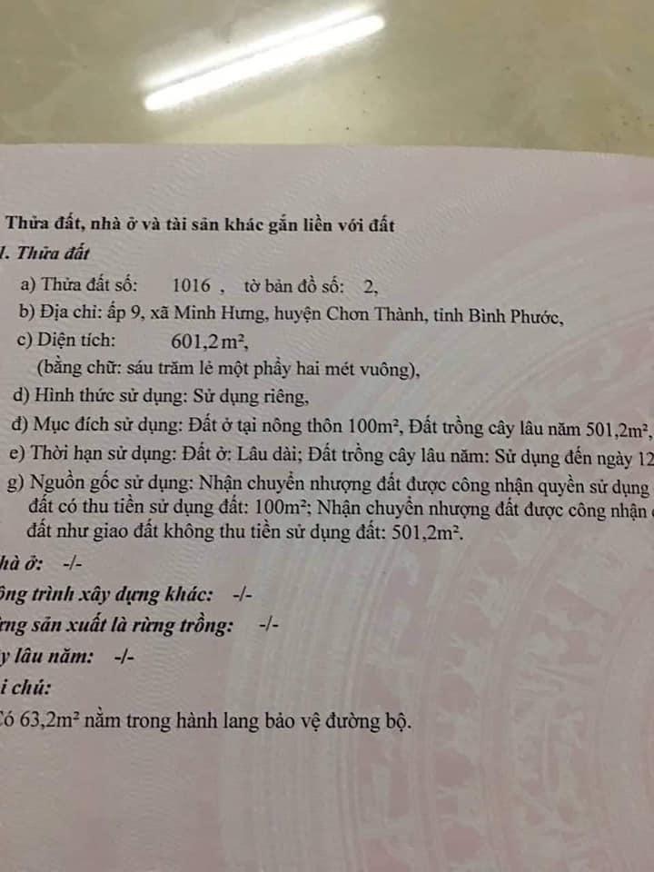 Bán đất Minh Hưng giá 1ty dt 11×49