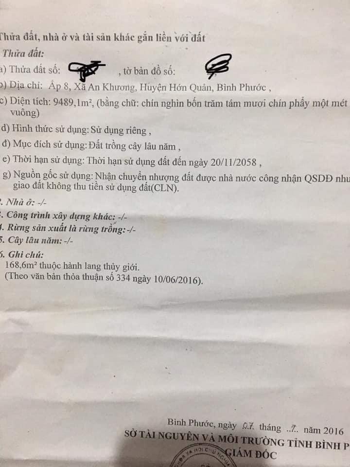 Bán 1ha đất xã an khương giá 500tr
