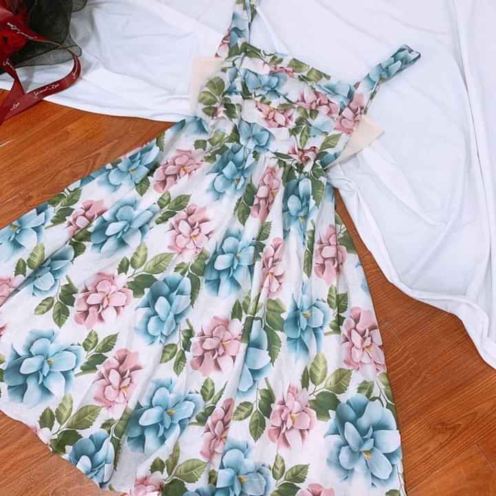 Đầm hoa nhí tiểu thư thứ vintage chất voan  free size > 53kg giá 110k