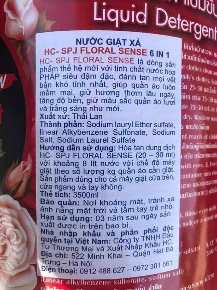 🍀🍀 NƯỚC GIẶT SPJ 6 IN 1 3500ML  Made in Thái Lan 🇹🇭🇹🇭🇹🇭  200K / can to 3500ml