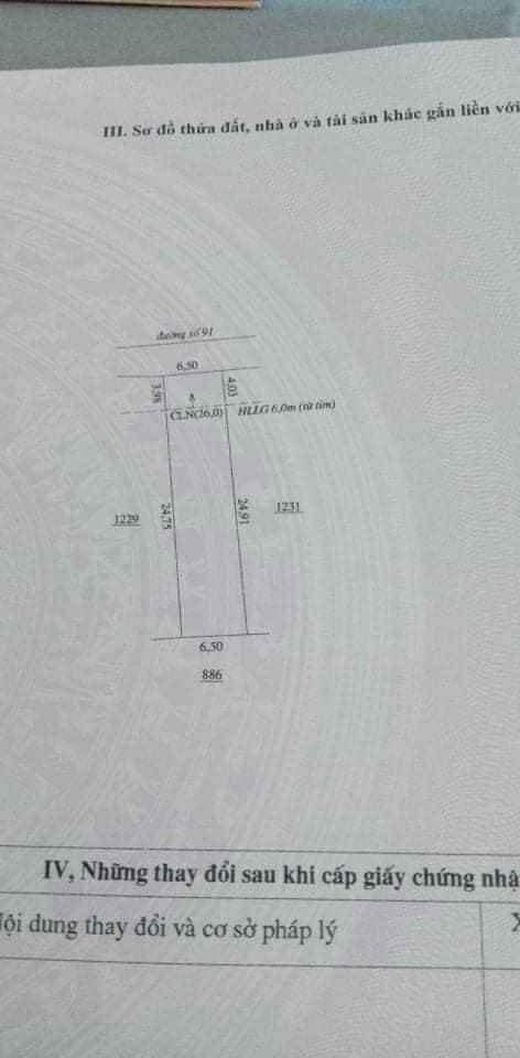 Bán đất ấp 2 Minh Hưng giá 1050 dt 25×6