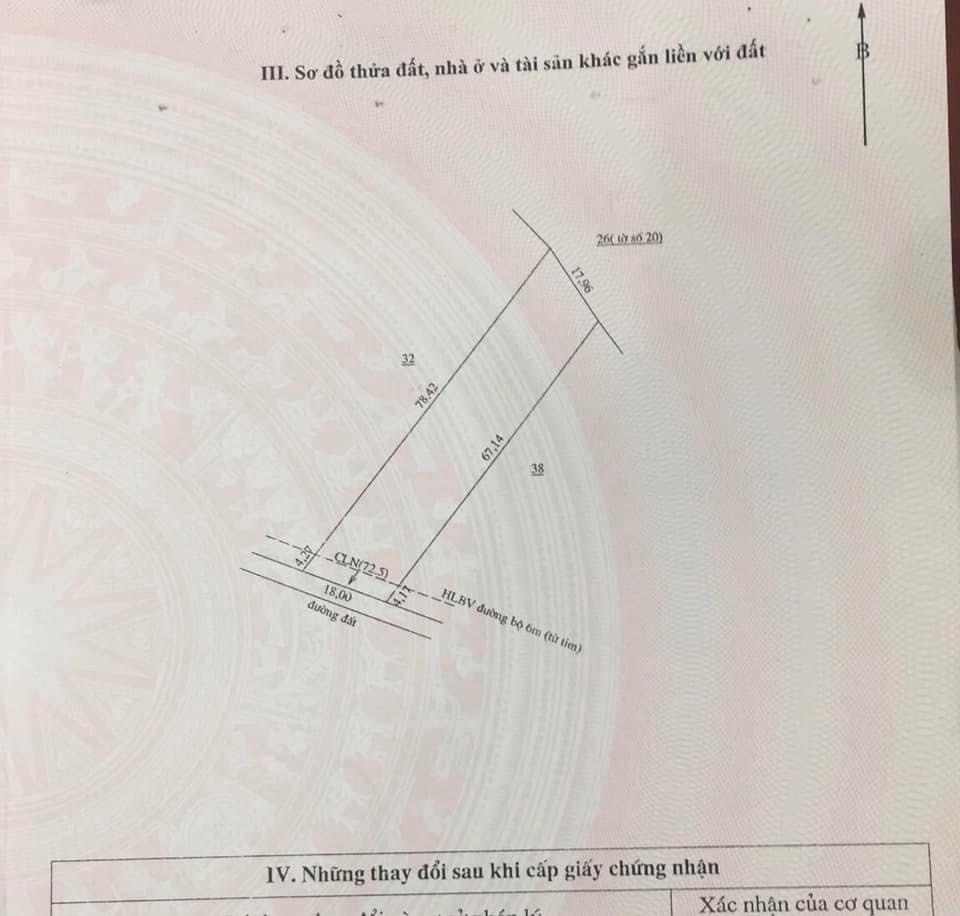 Bán đất ấp 5 Minh Hưng giá 65tr/m dt 78×18