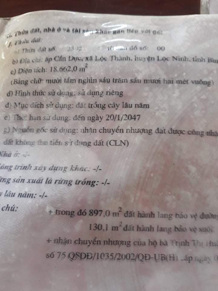 Bán 1,8ha đất lộc thành giá 1ti/ha