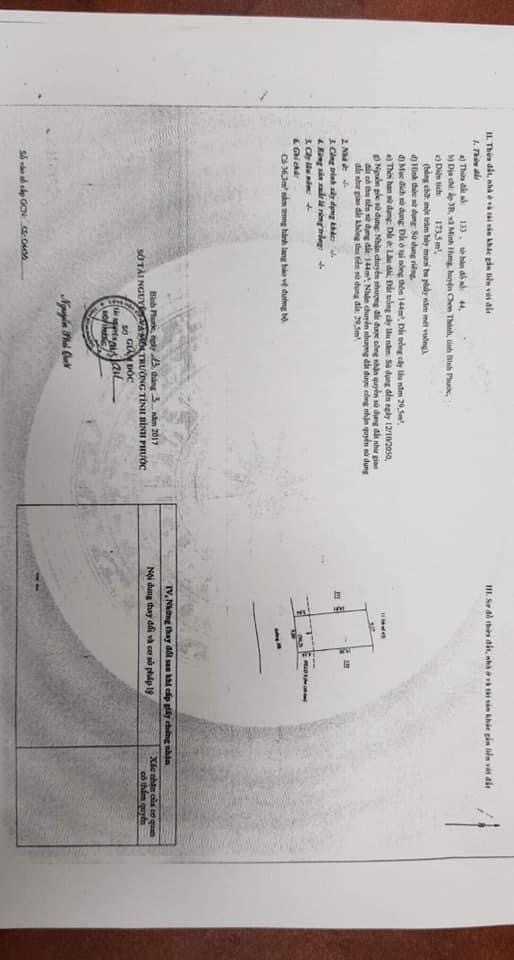 Bán đất Minh Hưng đường bê tông đối diện ủy ban xã minh hưng đi vào gần 100m  giá 2ty2 dt 9×15