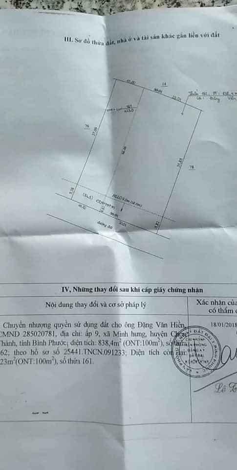 Bánn nhà ấp 5 chơn Thành giá -1ty3 dt 10×40