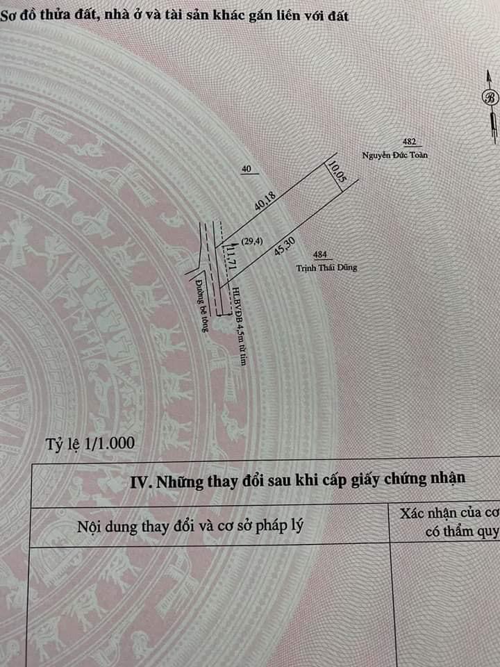 Bán đất Lộc Thái dt 11x45x100tc giá 500tr