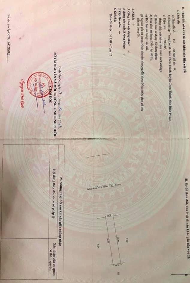 Bán đất Minh Hưng giá 1ty650 dt 5×50