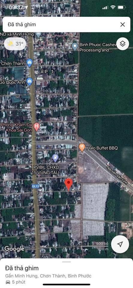 Bán đất ấp 1 Minh Hưng giá 1ty050 dt 5×50