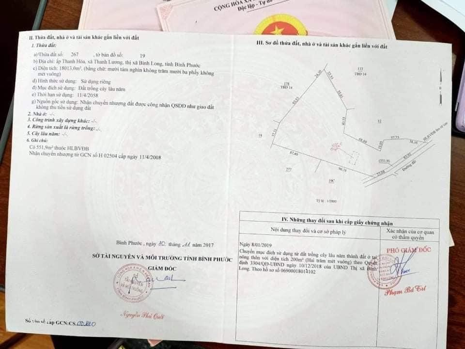 Bán 1,8ha. Cao su đang cạo cách nhựa 200m xã thanh lương giá 2ty850tr