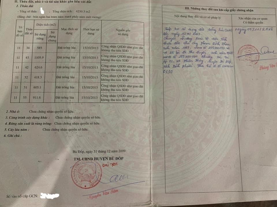 Bán 2,7ha đất Thiện Hưng giá 1ti1