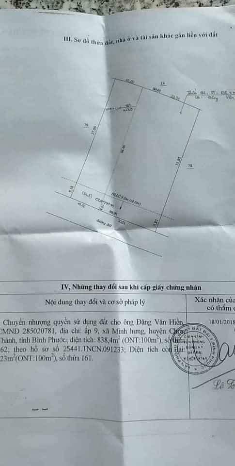 Bán nhà ấp 5 minh hưng giá 1tỷ300 dt 10×40