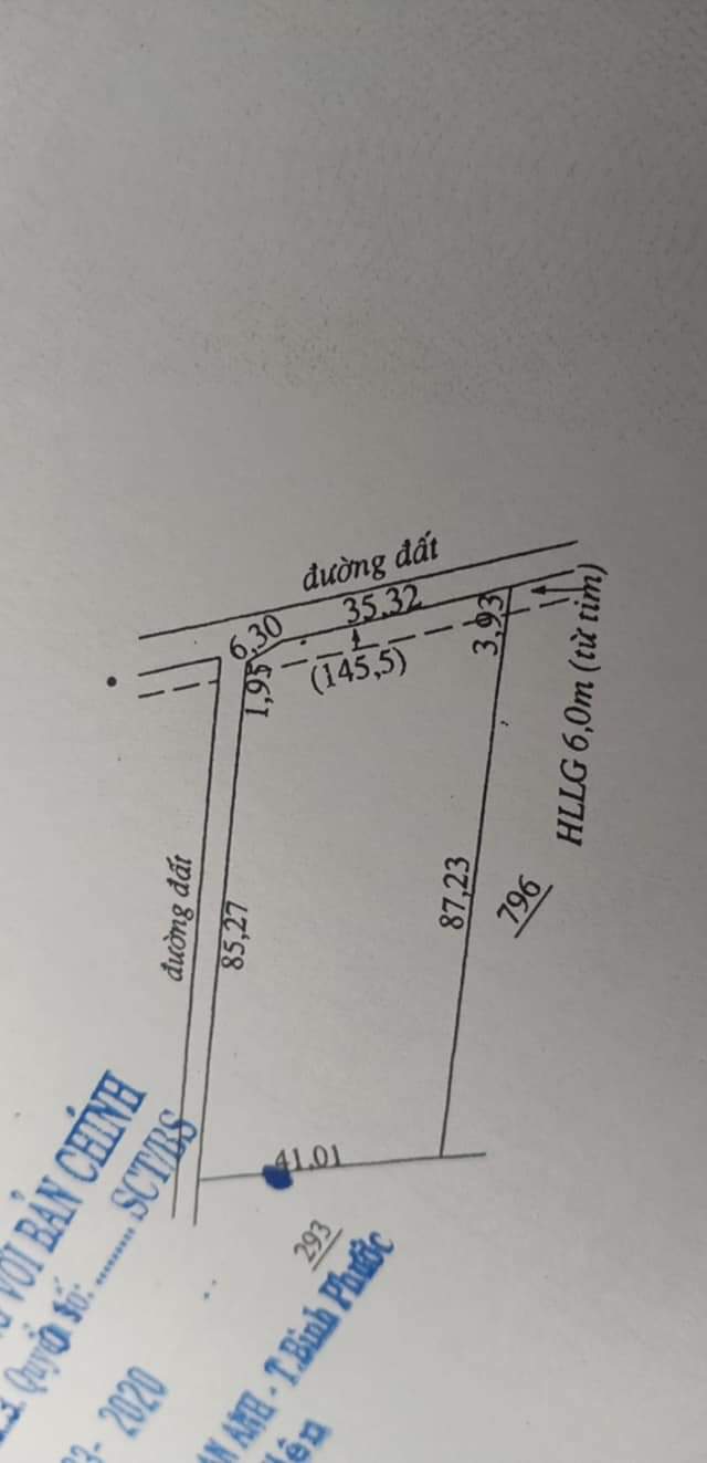Bán đất kcn minh hưng giá 4tỷ dt 87×41