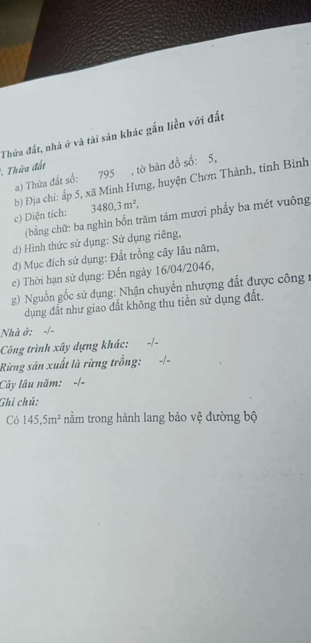 Bán đất kcn minh hưng giá 4tỷ dt 87×41