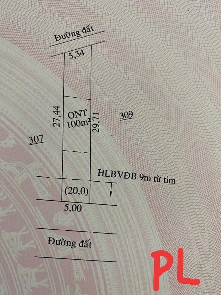 Bán đất ấp Phú Lạc xã Thanh Phú-BL giá 315tr dt 5×30