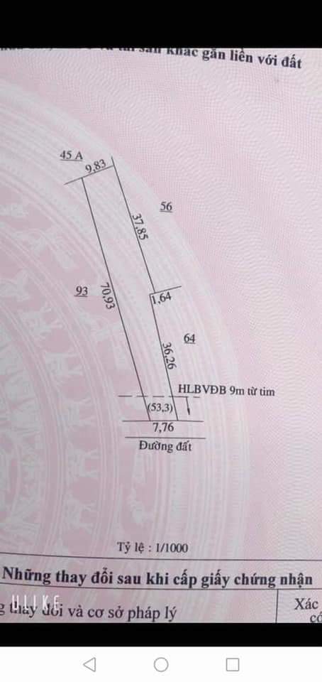 Bán đất ấp Thanh Thúy, xã Thanh Phú-BL. Dt 10×71. Giá 370tr