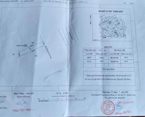 Bán đất xã Thanh Phú-BL giá 890tr dt 5×29