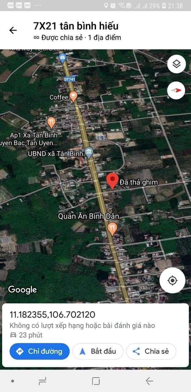 Bán đất tân bình huyện bắc tân uyên giá  1tỷ1 dt 7×21