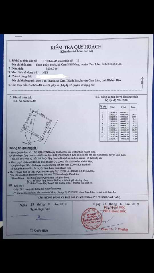 Bán đất ngay đầm thủy triều  giá 6.9tỷ dt 20×25