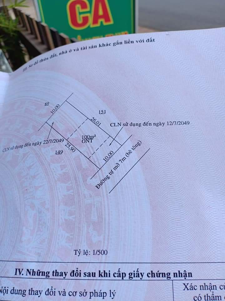 Bán đất thanh phú bl  giá 600tr dt 10×25