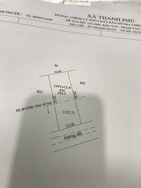 Bán đất xã Thanh Lương – BL giá 375tr dt 10×28