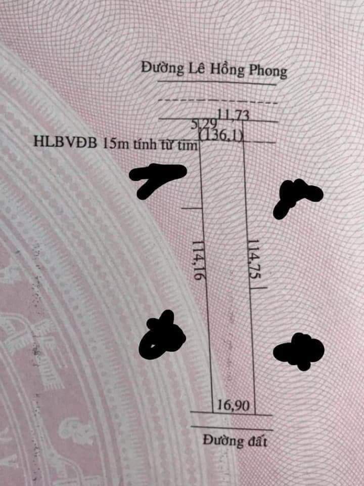 Bán đất phường Hưng Chiến-BL giá 6ty300tr dt 16,9×114